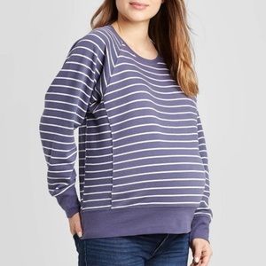 NEW Isabel Maternity Striped Sweatshirt Blue White